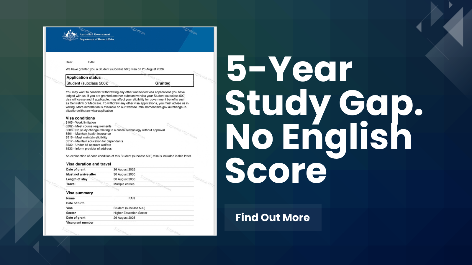 A 5-Year Study Gap. No English Score. Visa Granted.